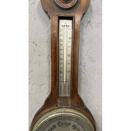 404 - LARGE OAK BAROMETER