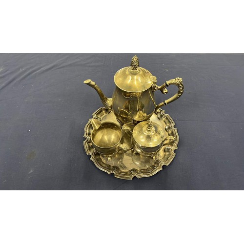 47 - PLATED TEA SET WITH TRAY