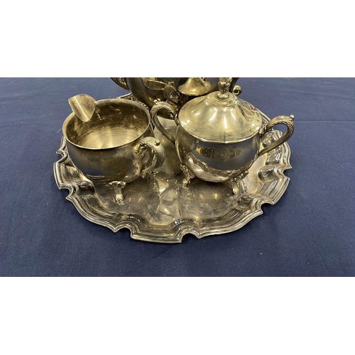 47 - PLATED TEA SET WITH TRAY