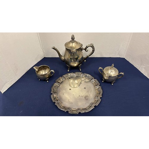 47 - PLATED TEA SET WITH TRAY