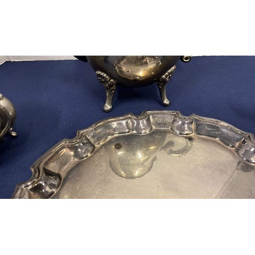 47 - PLATED TEA SET WITH TRAY