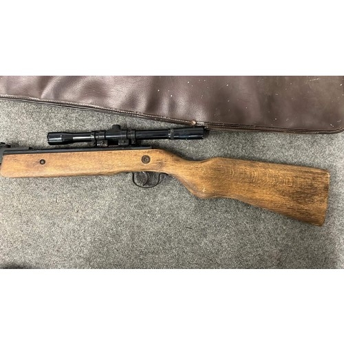 59 - MODEL 76 / .22 SHORT AIR RIFLE WITH BEECH STOCK AND SIGHT