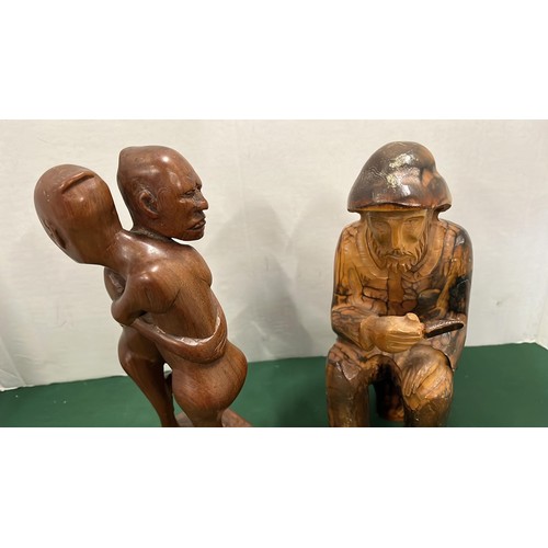 79 - TWO WOODEN CARVED FIGURES