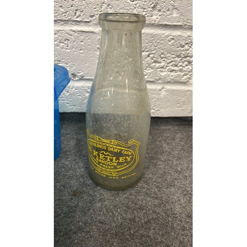 193 - QTY OF VINTAGE MIXED GLASS BOTTLES WITH MILK BOTTLE