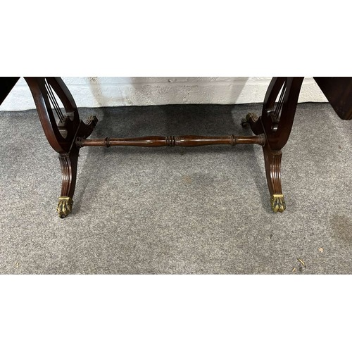 253 - MAHOGANY TWO DRAWER DROP LEAF SOFA TABLE