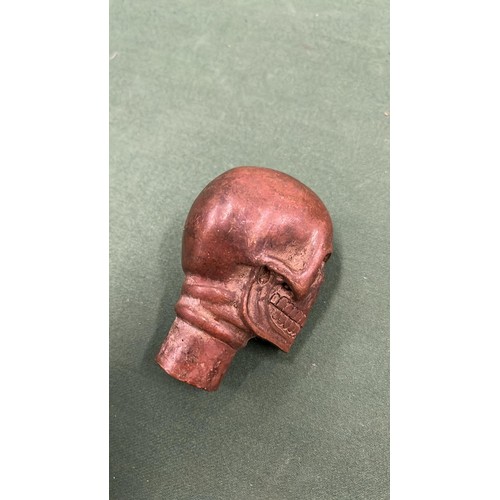 197 - HEAVY BRASS WALKING STICK SKULL HAND GRIP / ONLY