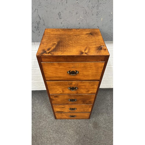 267 - TALL FIVE DRAWER CHEST WITH BRASS HANDLES