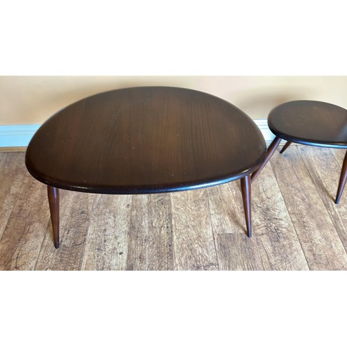 314 - ERCOL DARK FINISH PEBBLE SIDE TABLES