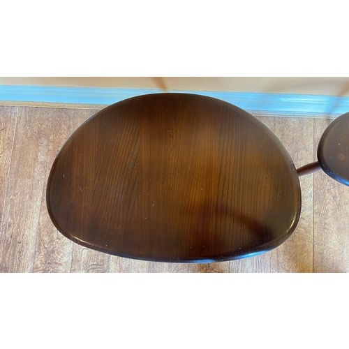 314 - ERCOL DARK FINISH PEBBLE SIDE TABLES