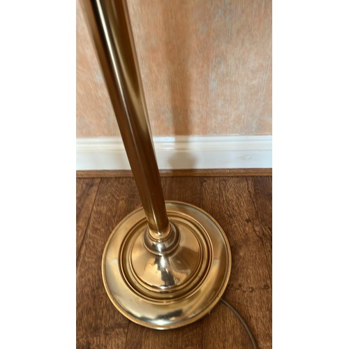 326 - BRASS STANDARD LAMP WITH GREEN SHADE