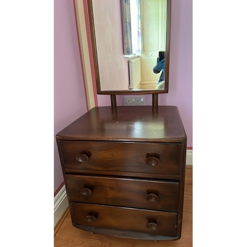 333 - ERCOL DARK FINISH DRESSING MIRROR WITH DRAW