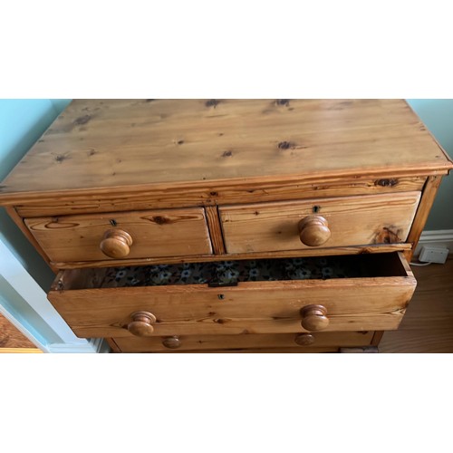 345 - VICTORIAN 2 OVER 2 PINE CHEST OF DRAWERS