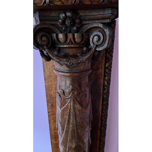 364 - HEAVY CARVED FIRE PLACE PILLAR