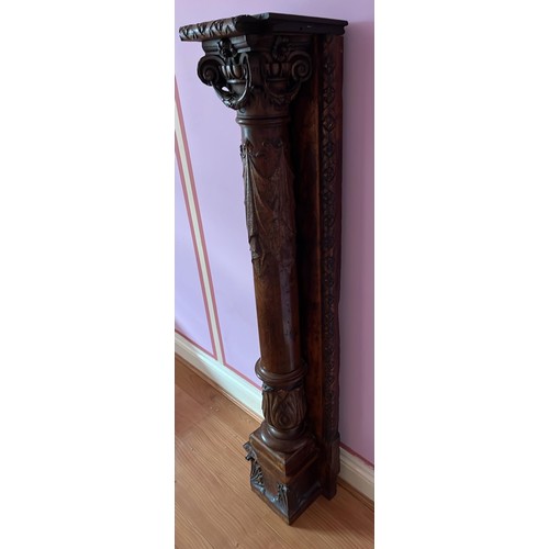 364 - HEAVY CARVED FIRE PLACE PILLAR