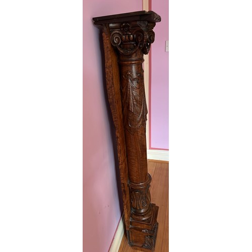 364 - HEAVY CARVED FIRE PLACE PILLAR