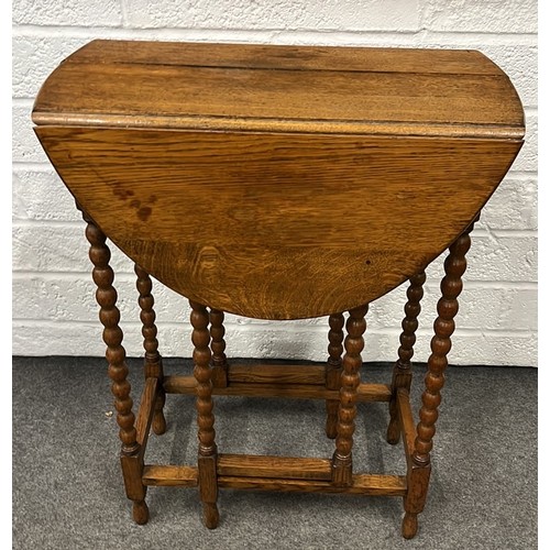 107 - SMALL OAK GATE LEG TABLE WITH DRAWER