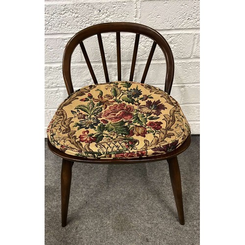 115 - ERCOL DARK FINISH DRESSING TABLE CHAIR / HOOP NEEDS WORK SEE PICTURES