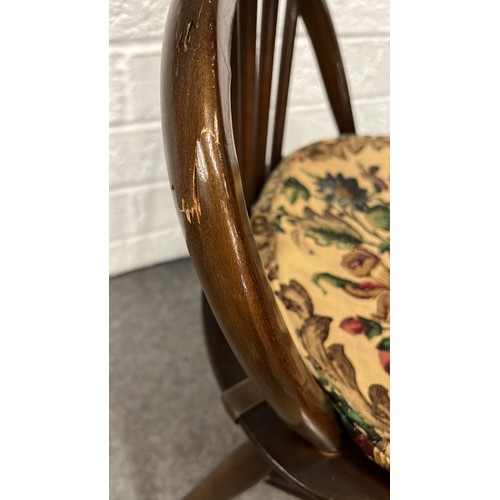 115 - ERCOL DARK FINISH DRESSING TABLE CHAIR / HOOP NEEDS WORK SEE PICTURES