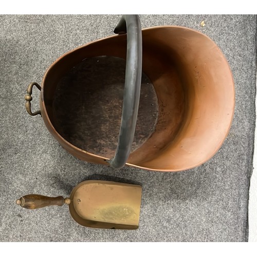 300 - COPPER COAL BUCKET AND SHOVEL