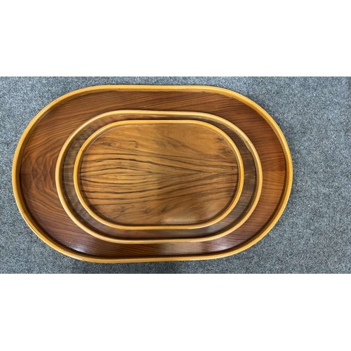 299 - RETRO TREBUN WOODEN TRIO TRAY SET