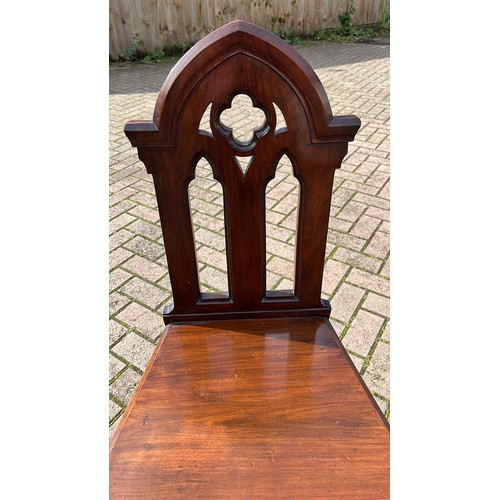 288 - MAHOGANY GOTHIC BACK HALL CHAIR