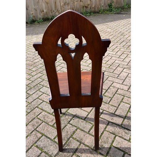 288 - MAHOGANY GOTHIC BACK HALL CHAIR