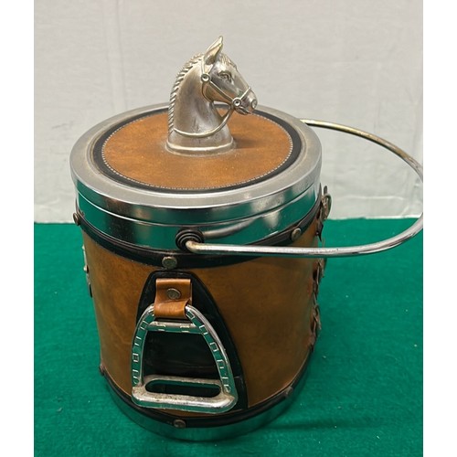 511 - COPPER TEAPOT AND HORSE THEMED ICE BUCKET