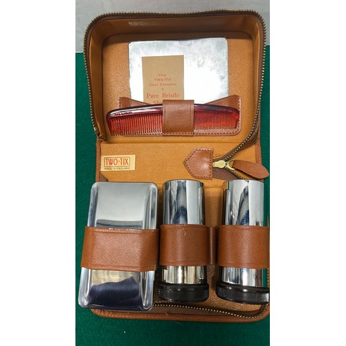 4 - GENTS TRAVEL VANITY SET AND HIP FLASK