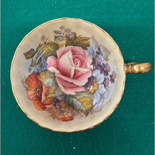 26 - AYNSLEY SIGNED CUP AND SAUCER