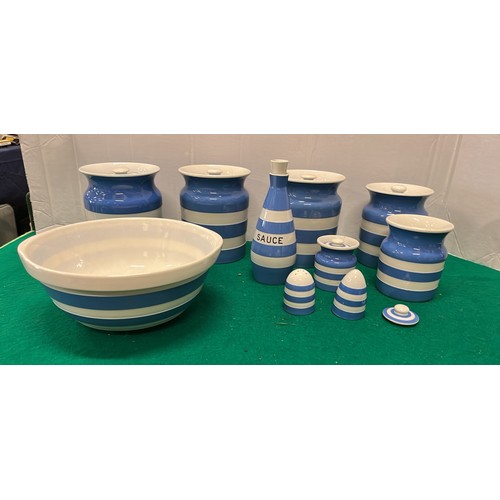 21 - BLUE AND WHITE CORNISH KITCHEN WARE