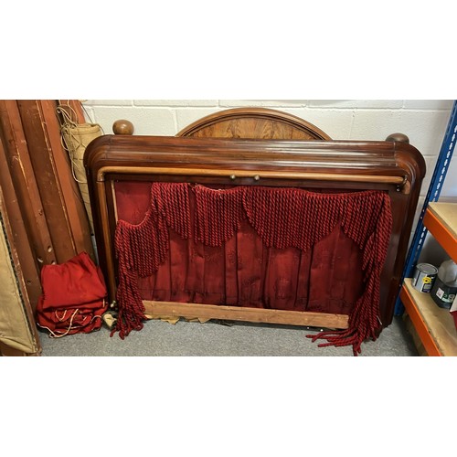 551 - VICTORIAN MAHOGANY HALF TESTER DOUBLE BED WITH DRAPES