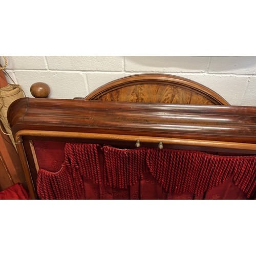 551 - VICTORIAN MAHOGANY HALF TESTER DOUBLE BED WITH DRAPES