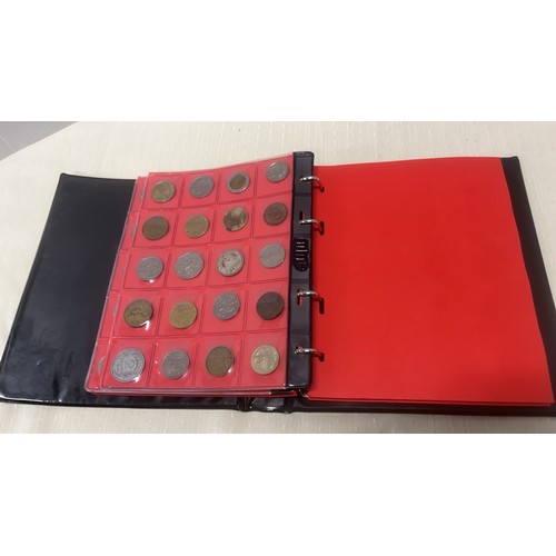 74 - BLACK FOLDER WITH 220 WORLD COINS