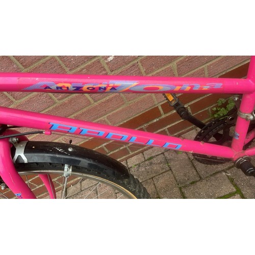 782 - PINK APOLLO BIKE AND BIKE RACK SEE PICTURES