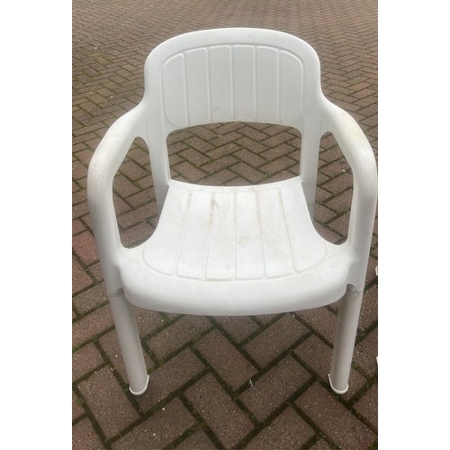 771 - THREE WHITE PLASTIC GARDEN CHAIRS