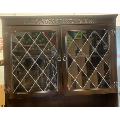 761 - OAK LEADED LIGHT LOUNGE UNIT IN DARK FINISH