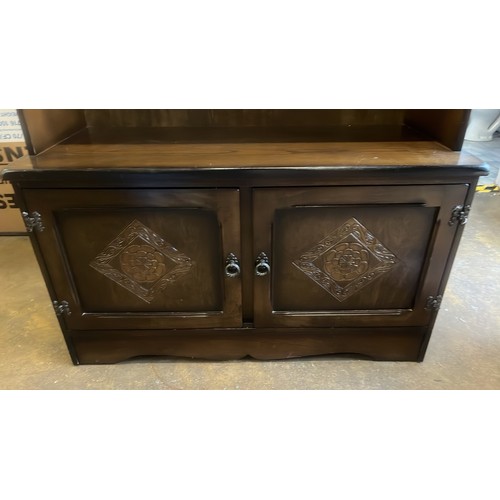 761 - OAK LEADED LIGHT LOUNGE UNIT IN DARK FINISH