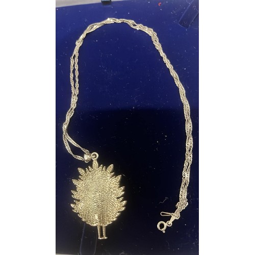 971 - SILVER NECKLACE WITH PEACOCK PENDENT