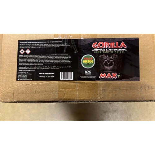 907 - BOX OF 25 GORILLA MAX HAND GEL IN 500ML BOTTLES