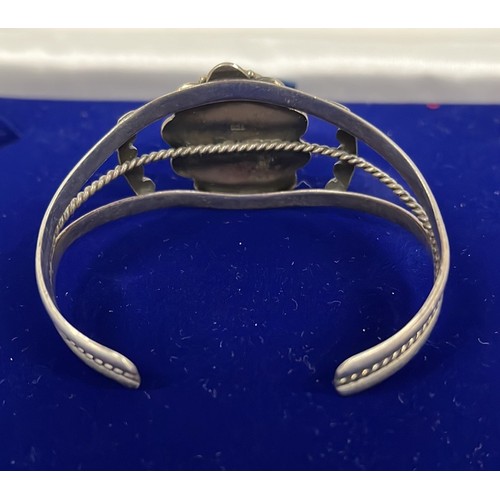 173 - SILVER AND BLUE BANGLE