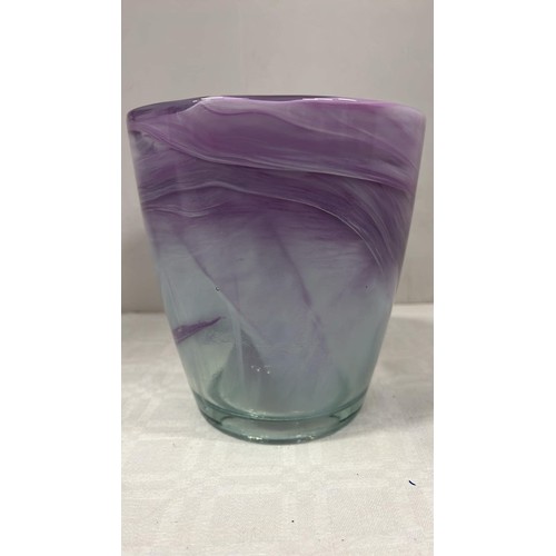 142 - HEAVY PINK GLASS VASE