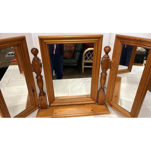 71 - PINE TRIPLE VANITY MIRROR