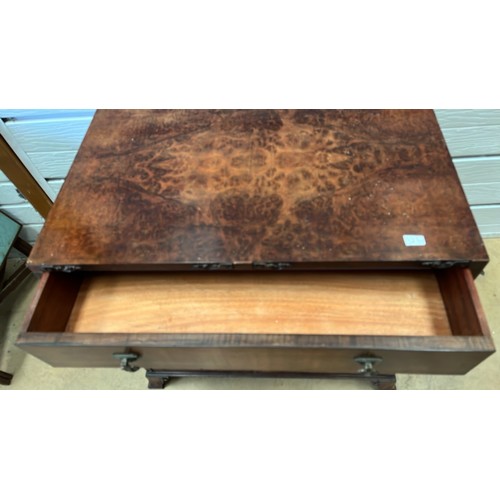 326 - BURR WALNUT CHEST OF DRAWERS ON BRACKET FEET