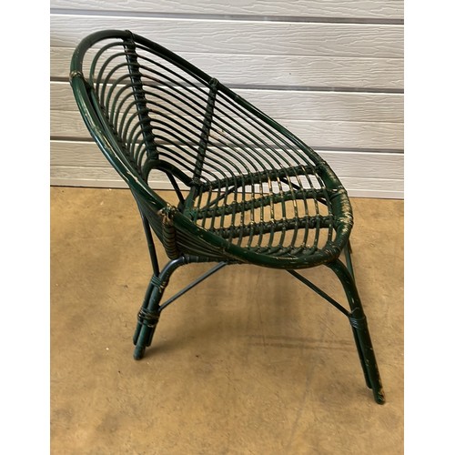 327 - GREEN CANE WORKED CHAIR