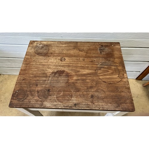 336 - MAHOGANY TOP KITCHEN TABLE WITH DRAWER