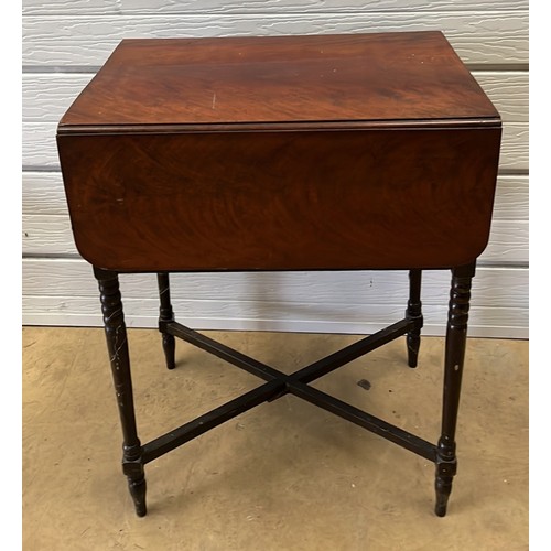 347 - VICTORIAN DROP LEAF WORK TABLE WITH DRAWERS / SEE ALL PICTURES