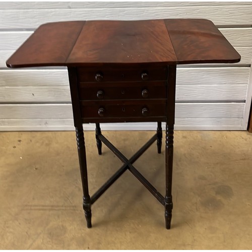 347 - VICTORIAN DROP LEAF WORK TABLE WITH DRAWERS / SEE ALL PICTURES