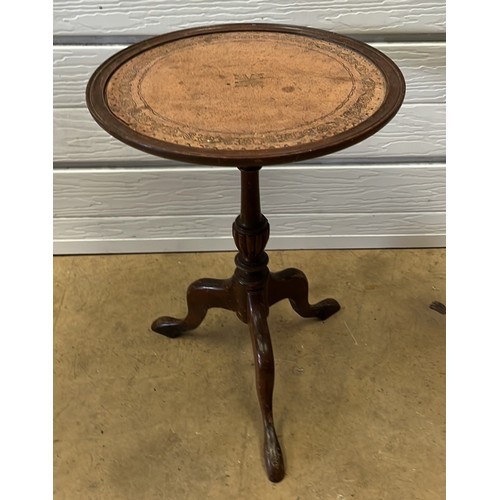 348 - LEATHER TOP WINE TABLE