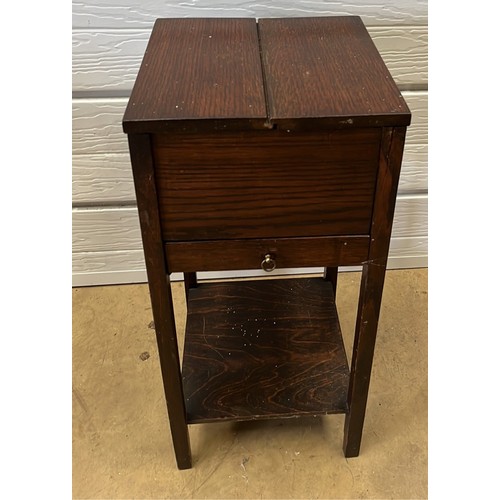 349 - OAK SEWING WORK BOX ON LEGS