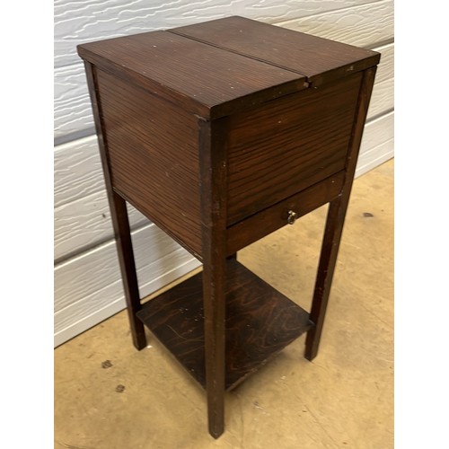 349 - OAK SEWING WORK BOX ON LEGS